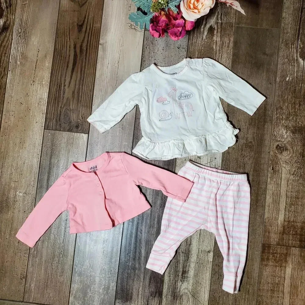 Carter's Baby Girl 3-6 Month Pink and White Clothing Bundle 100% Cotton